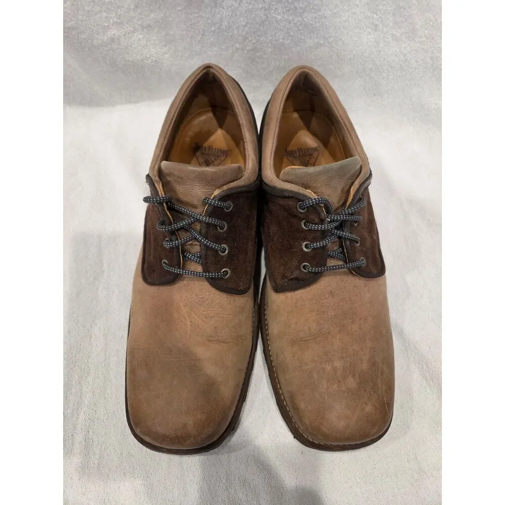 John Fluevog Future Angel Shoes Mens Two Tone Brown Leather Suede Square Toe 11